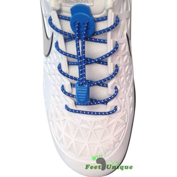 Reflective lock blue shoelaces