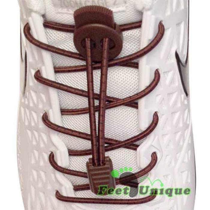 Elastic stripes dark brown shoelaces