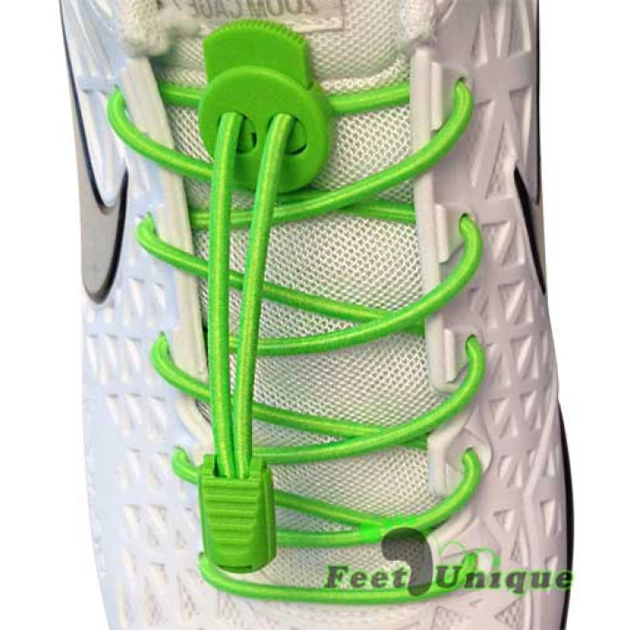 Elastic lock neon green shoelaces