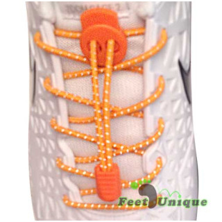 Reflective lock orange shoelaces