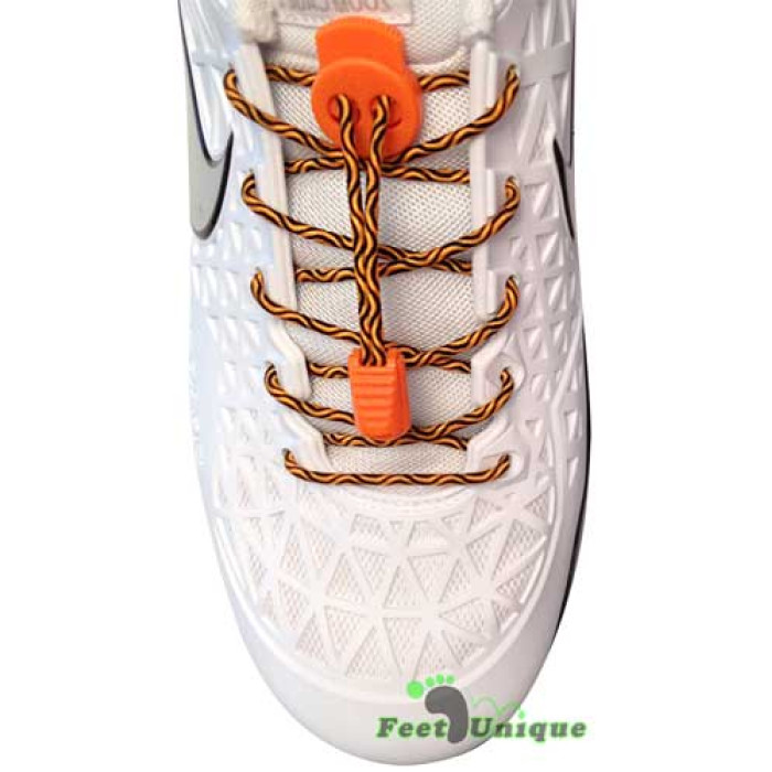 Elastic lock black orange laces