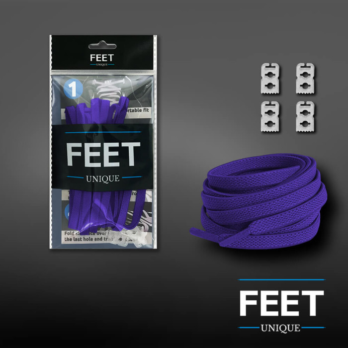 Elastic flat purple shoelaces (no tie)