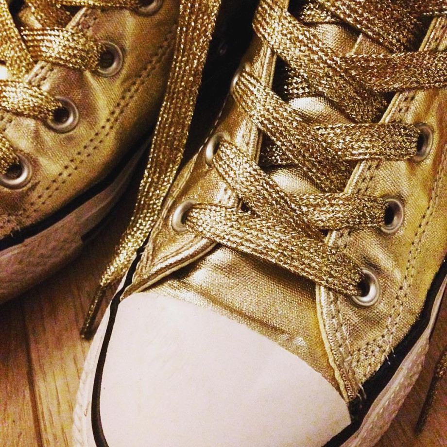 metallic gold shoe strings