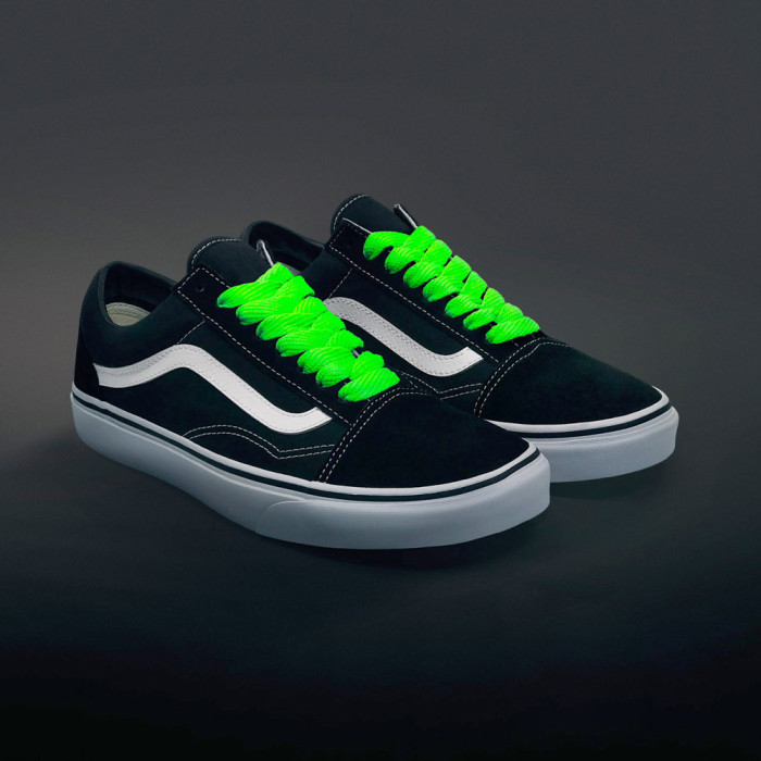 Extra wide neon green shoelaces