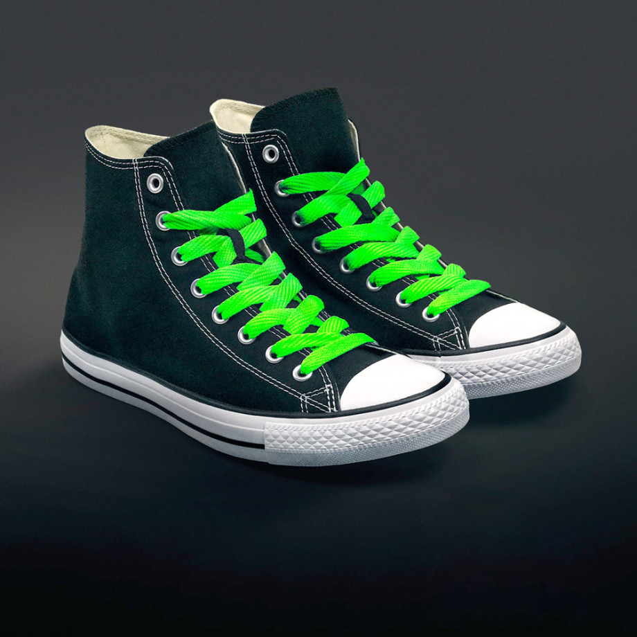 Flat Extra-wide Neon Green Shoelaces 