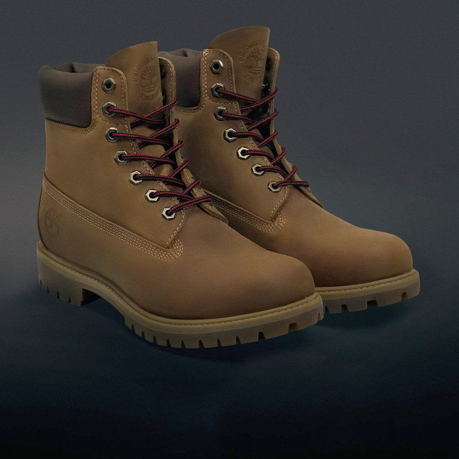 Brown leather boots top with red laces