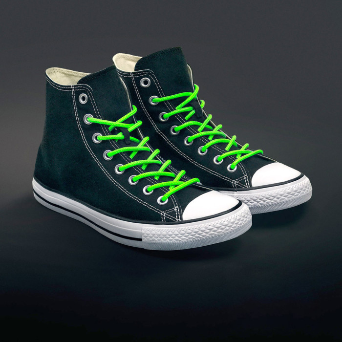 Round neon green shoelaces