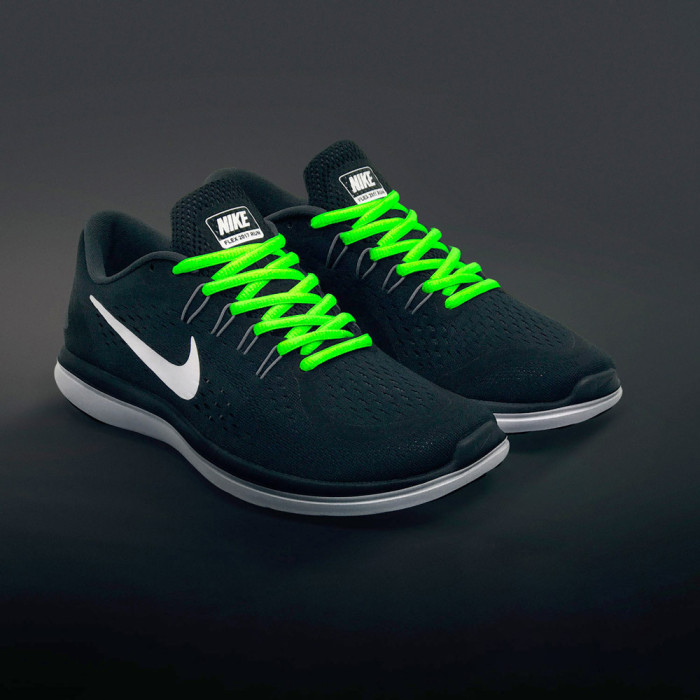 Oval neon green shoelaces