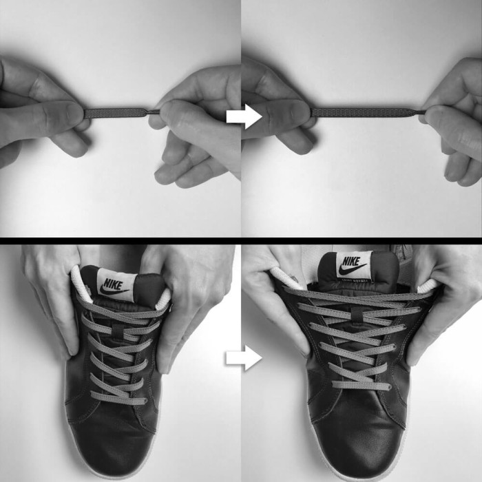 Elastic flat black shoelaces (no tie)
