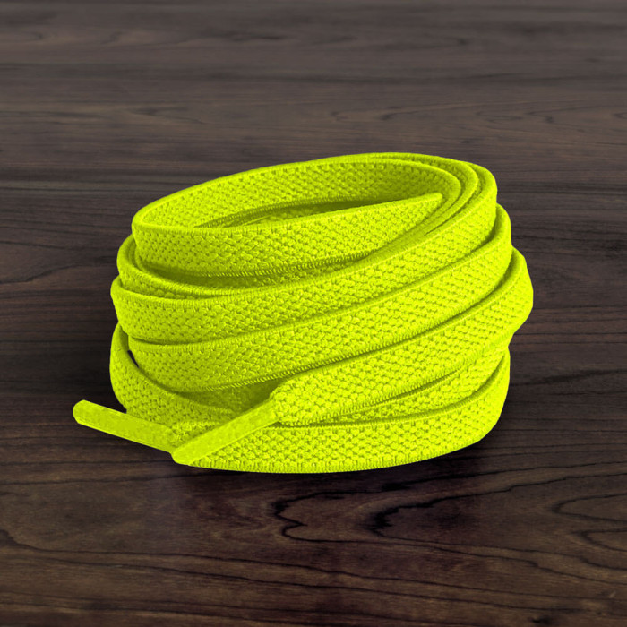 Elastic flat neon yellow shoelaces (no tie)