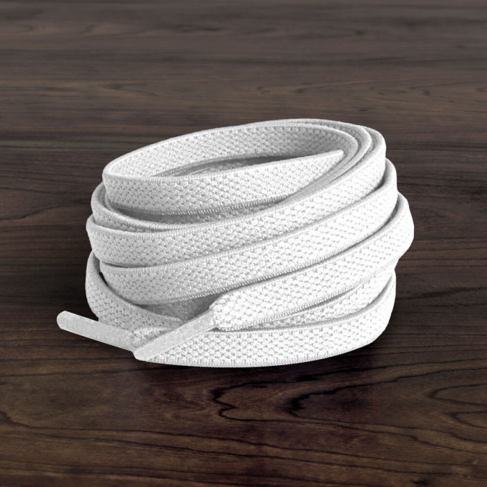 Elastic flat white shoelaces (no tie)