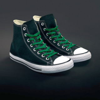 Flat green shoelaces